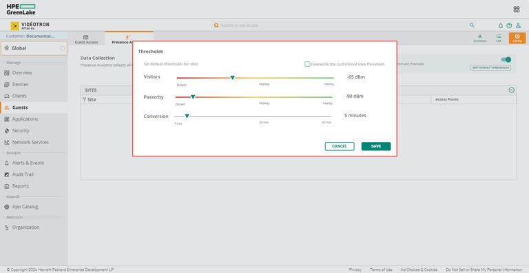 Aruba HPE - Guests - Thresholds