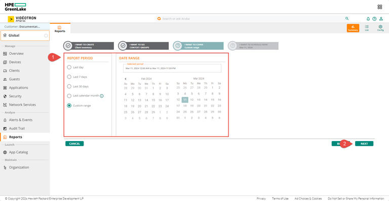Aruba - HPE - Reports - Report Period