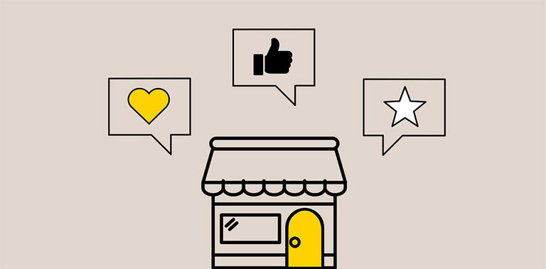 store heart thumb star