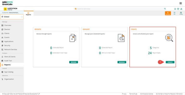 Aruba HPE - Reports CREATE