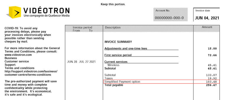 facture page 1 paiement simplifié