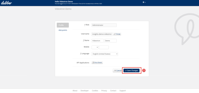 Dubber Hello Videotron Managing profile portal without AI