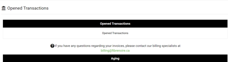 Opened transactions Fibre noire