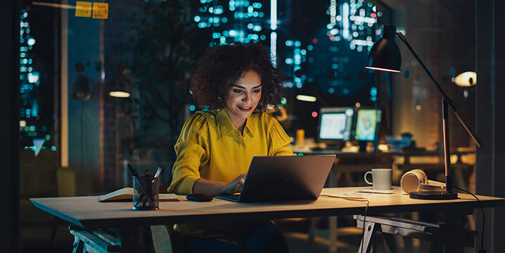 Woman Laptop Night