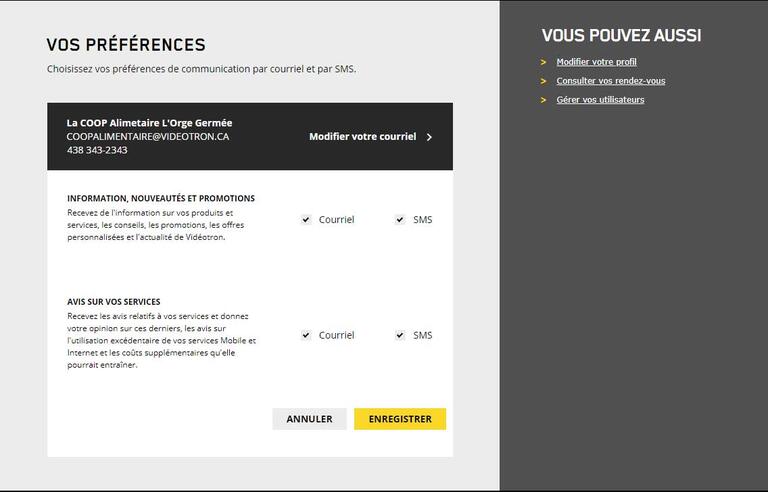 Vos préférences - Choix préférences