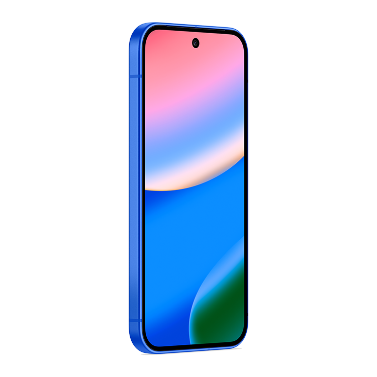 Google Pixel 10 Indigo vue de côté sans bouton volume