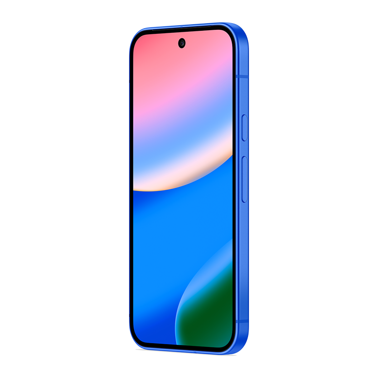 Google Pixel 10 Indigo vue de côté avec bouton volume