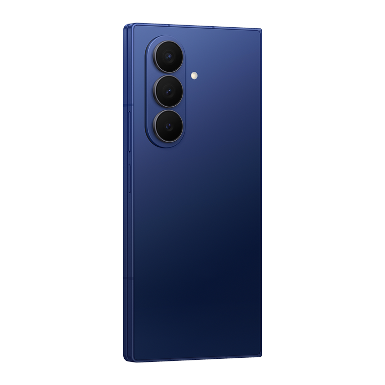 Samsung Galaxy Z Fold7 Ombre bleu Vue arrière avec appareil photo et logo Samsung