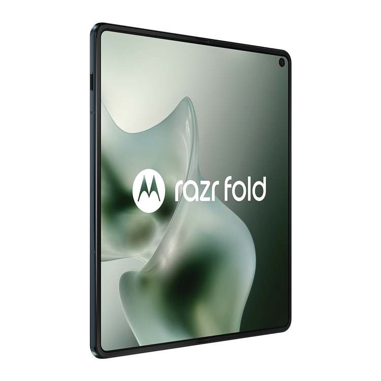 Motorola Razr Fold 2026 Pantone blackened blue front view and back view open