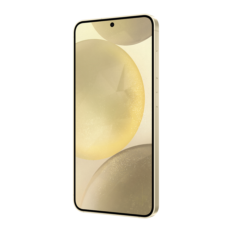 Samsung Galaxy s24 jaune vue de côté avec bouton volume