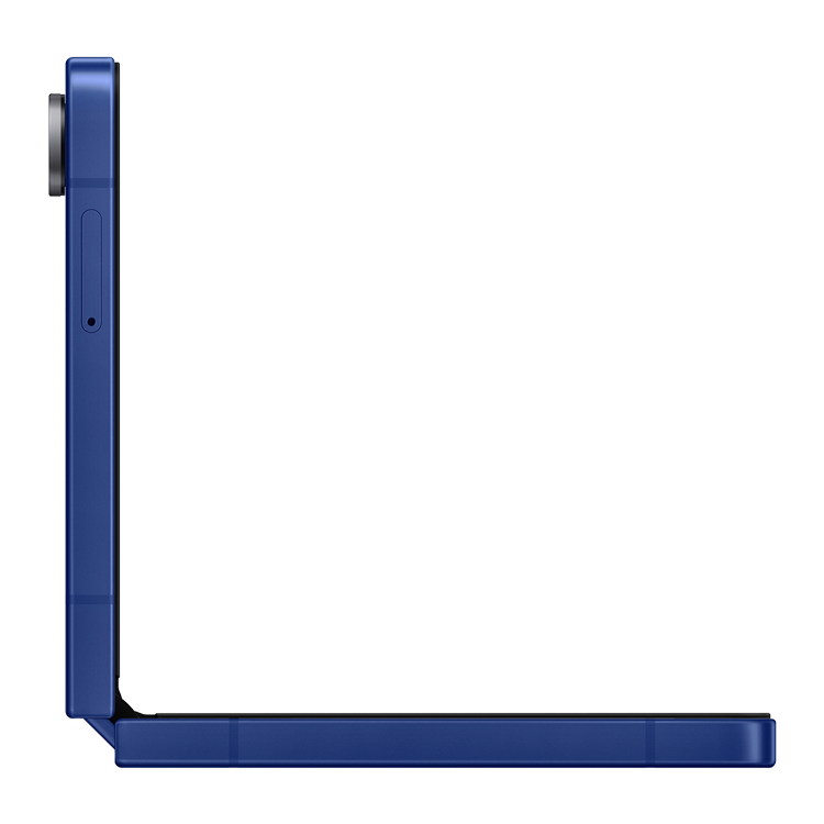 Samsung Galaxy Z Flip7 - Couleur Ombre bleu - vue de coté plié